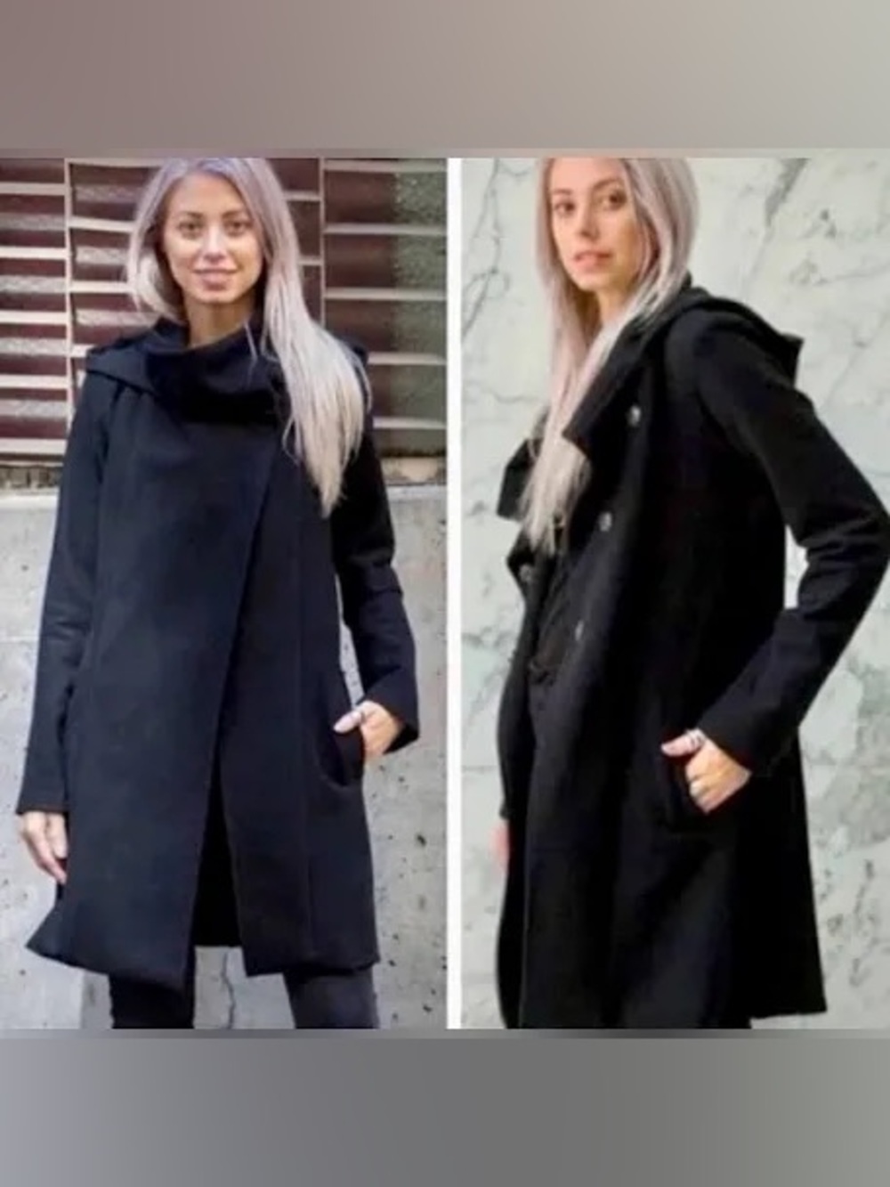 Betabrand Gray Asymmetric Hooded Coat